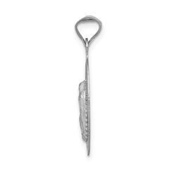 14K White Gold Our Lady of Guadalupe Oval Pendant with Diamond-Cut Finish