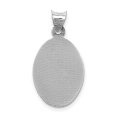 14K White Gold Our Lady of Guadalupe Oval Pendant with Diamond-Cut Finish