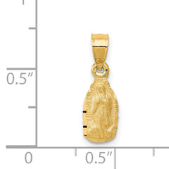 14K Satin & Diamond-Cut Our Lady of Guadalupe Gold Pendant  Solid & Elegant Design