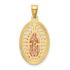 14K Two-Tone Gold Lady of Guadalupe Charm with White Rhodium Accents, Polished Finish