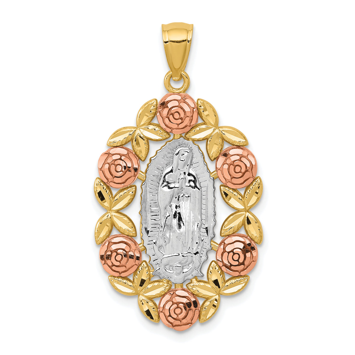 14K Two-Tone w/White Rhodium Lady Of Guadalupe Pendant
