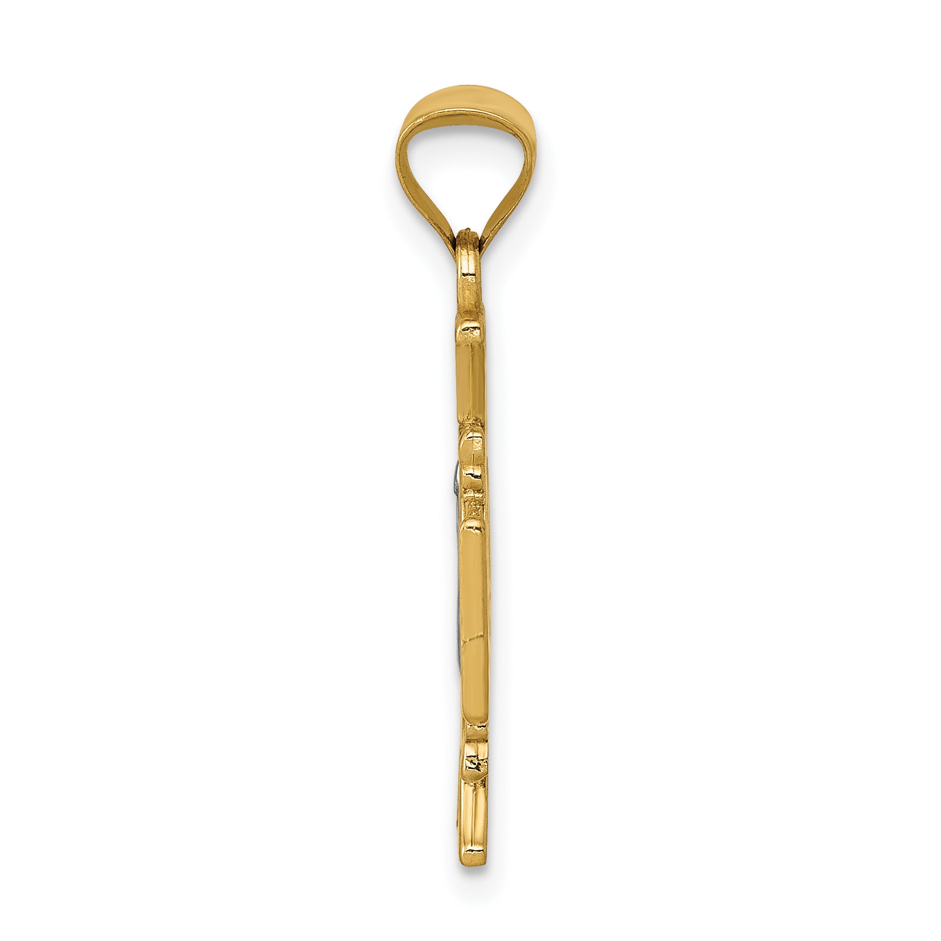 14K Gold St. Benedict Pendant with Rhodium Accents, Polished and Reversible Secondary image