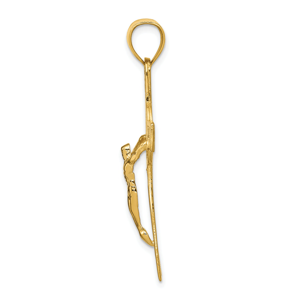 14K Gold Reversible San Benito Crucifix Pendant with Polished Finish