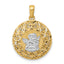 14k w/Rhodium Polished Filigree Guardian Angel Pendant