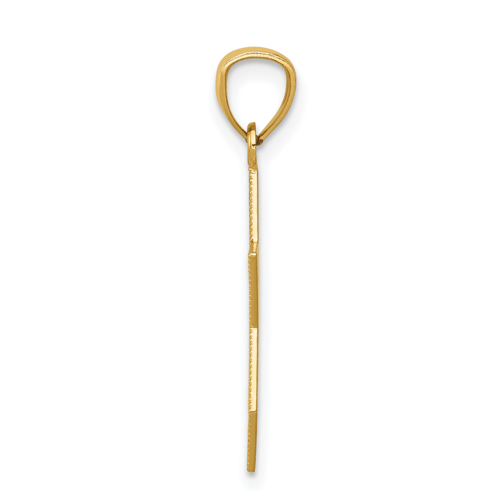 14K Gold Star of David with Chai Pendant, Rhodium Accents, Polished Finish