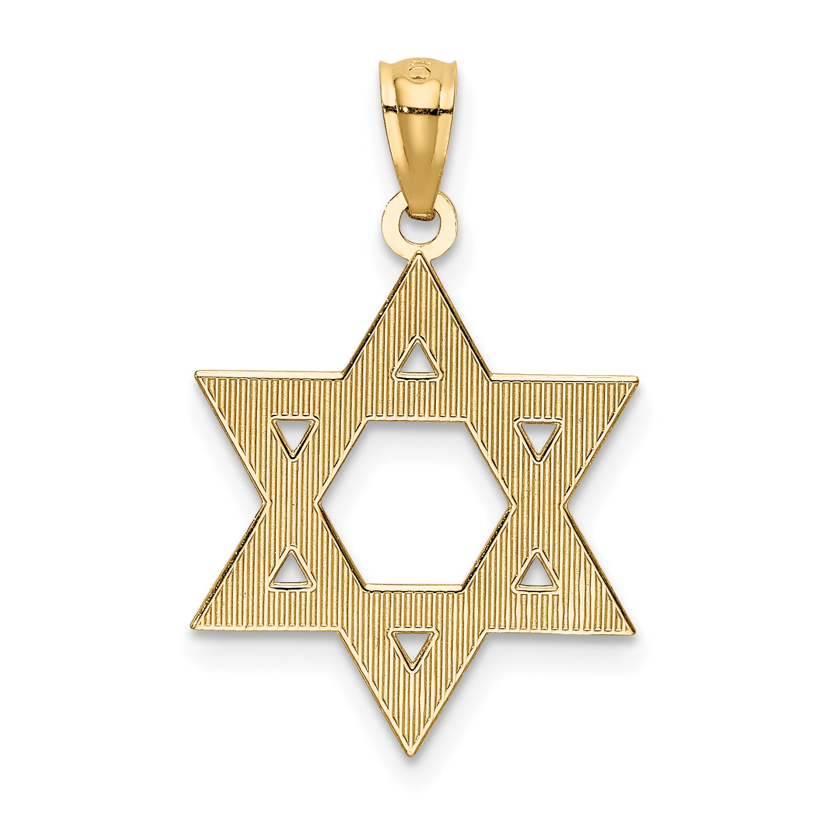 14K Gold Diamond-Cut Polished Star of David Pendant  Elegant Solid Design
