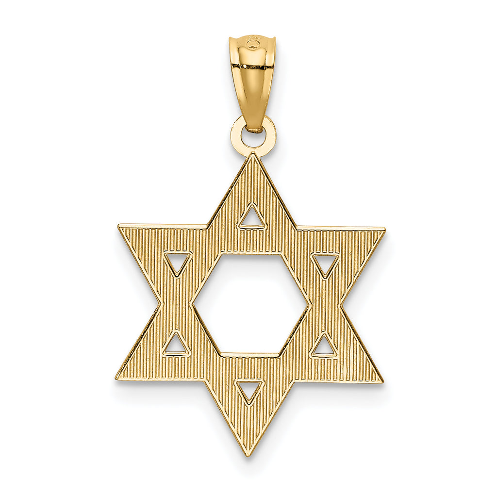 14K Gold Diamond-Cut Polished Star of David Pendant  Elegant Solid Design