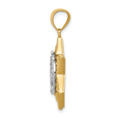 14K Two-Tone Gold Star of David and Menorah Pendant with Polished Finish