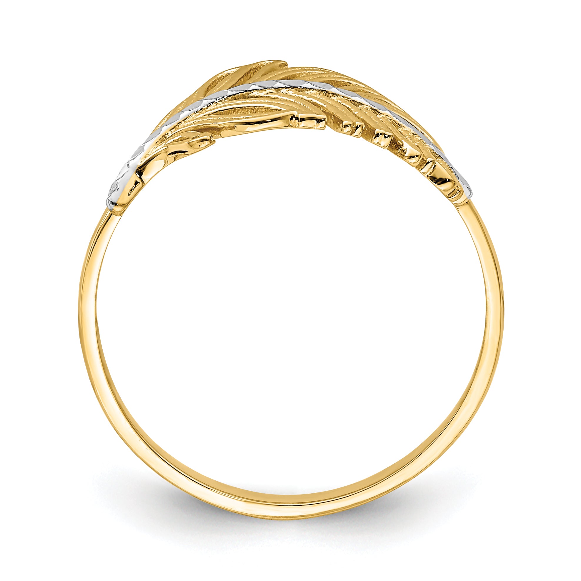 14K with White Rhodium Feather Ring Secondary image