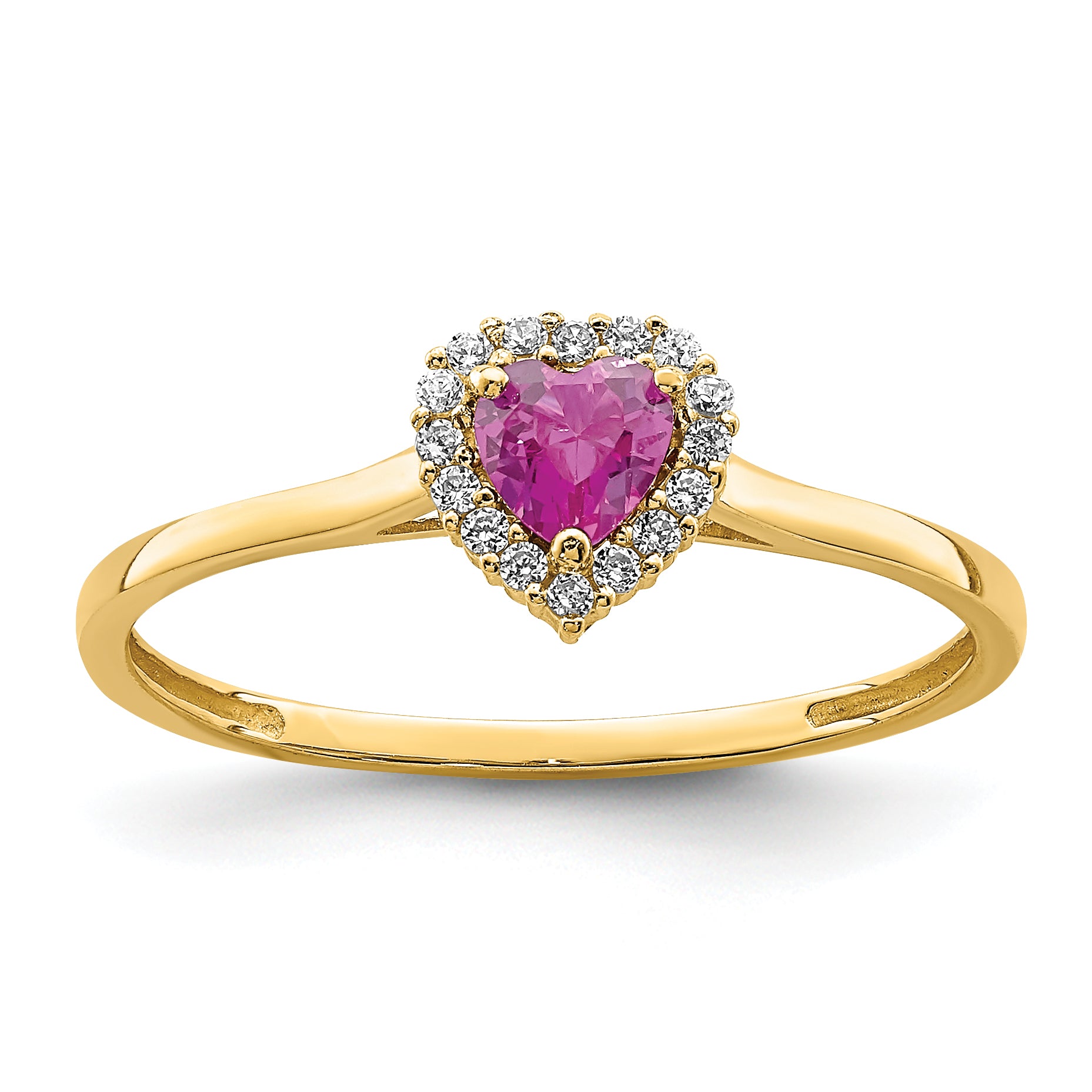 14K Heart Pink and Clear CZ Ring Main image