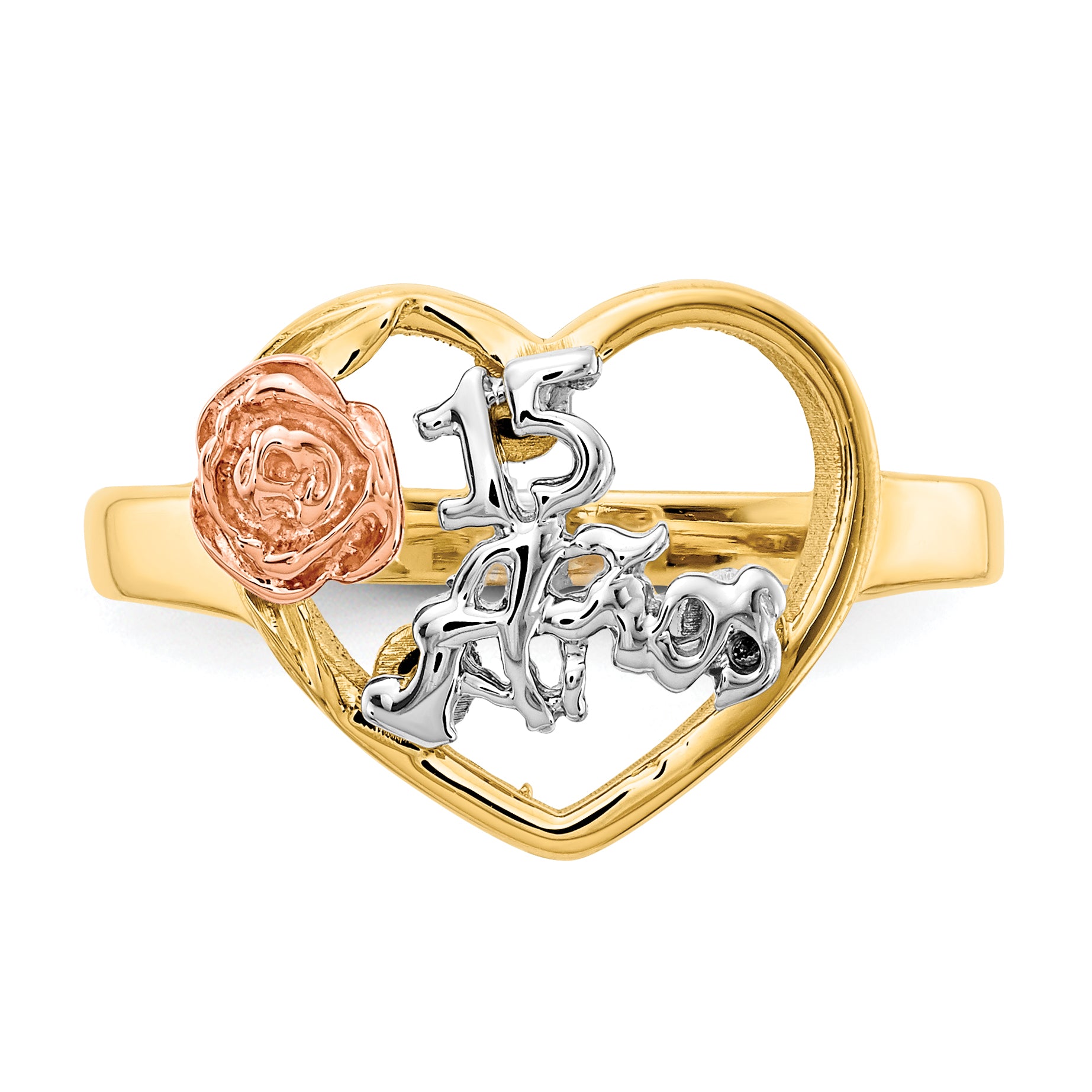 14k Tri-Color 15 Anos Ring