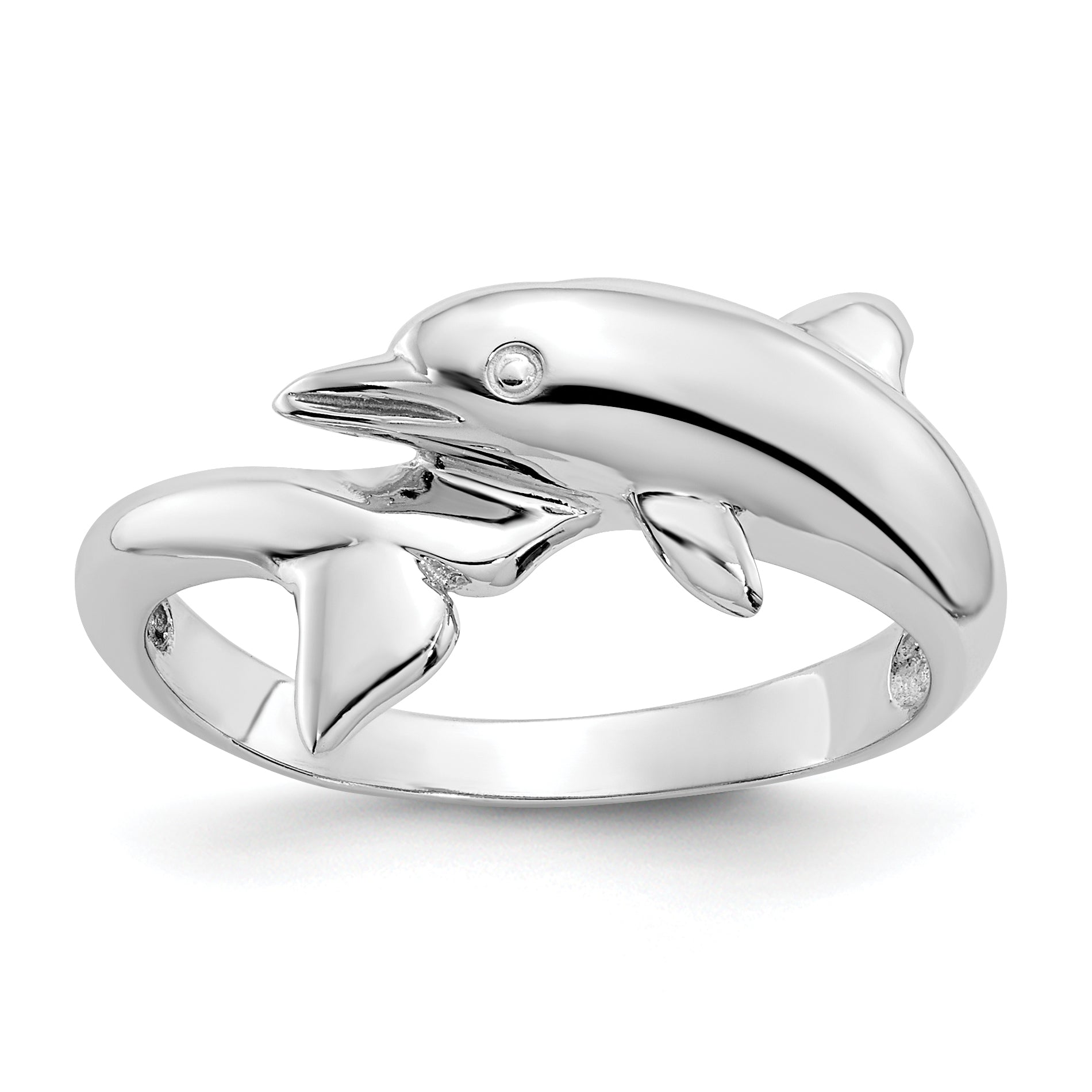14k White Gold Dolphin Ring Main image