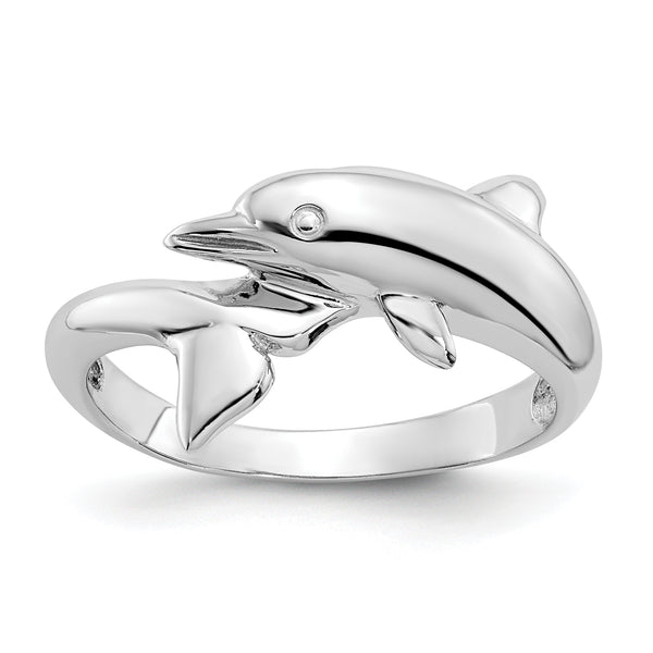 Dolphin Ring in 14K White Gold, Size 6.75 - Sophia Jewelers