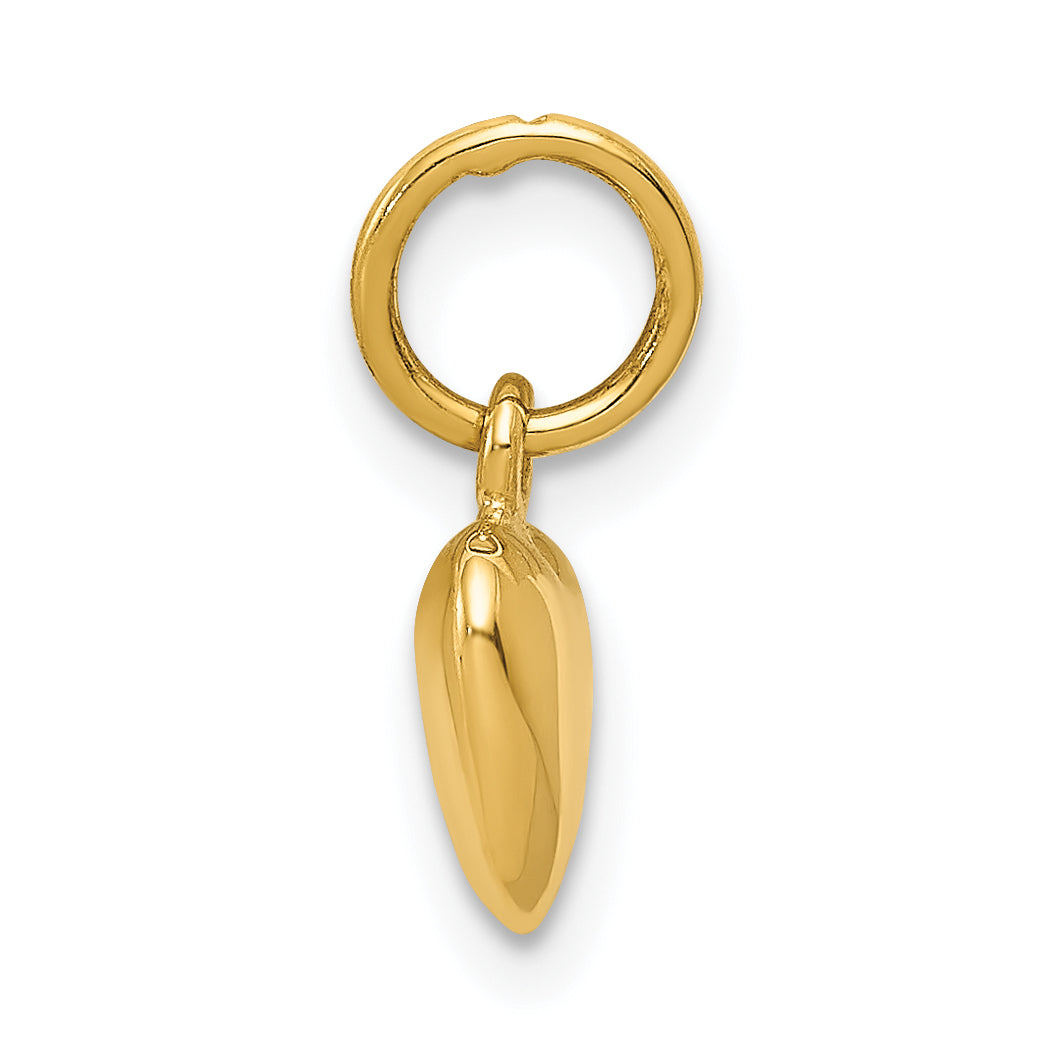 **14K Gold Polished 3D Puffed Heart Charm  Elegant Hollow Design**