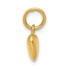 **14K Gold Polished 3D Puffed Heart Charm  Elegant Hollow Design**