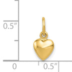 14K Gold Polished 3D Puffed Heart Charm  Elegant Hollow Design