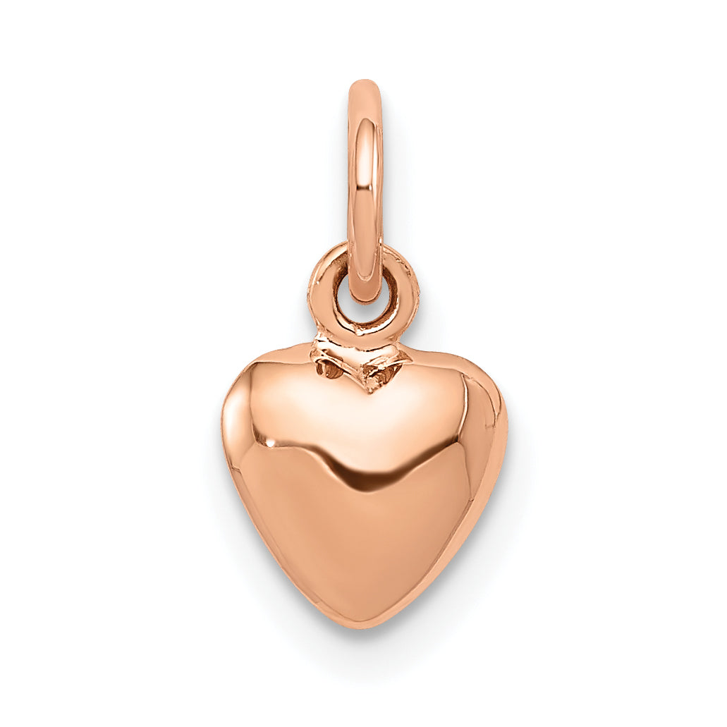 14K Rose Polished 3-D Puffed Heart Charm Main image
