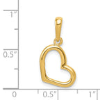 14K Gold Polished Heart Pendant with Hollow 3D Design