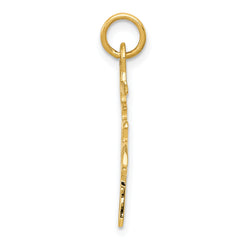 14K Gold Polished Chinese Long Life Charm Men’s Pendant Elegant Design
