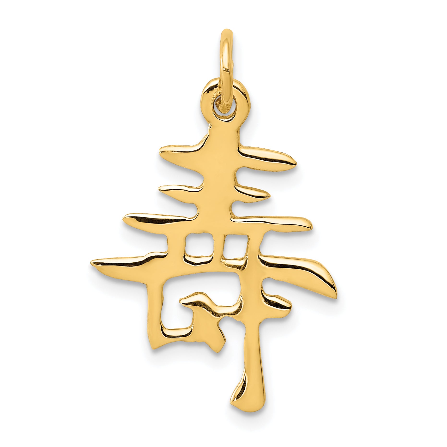 14k Solid Polished Chinese Long Life Charm Main image