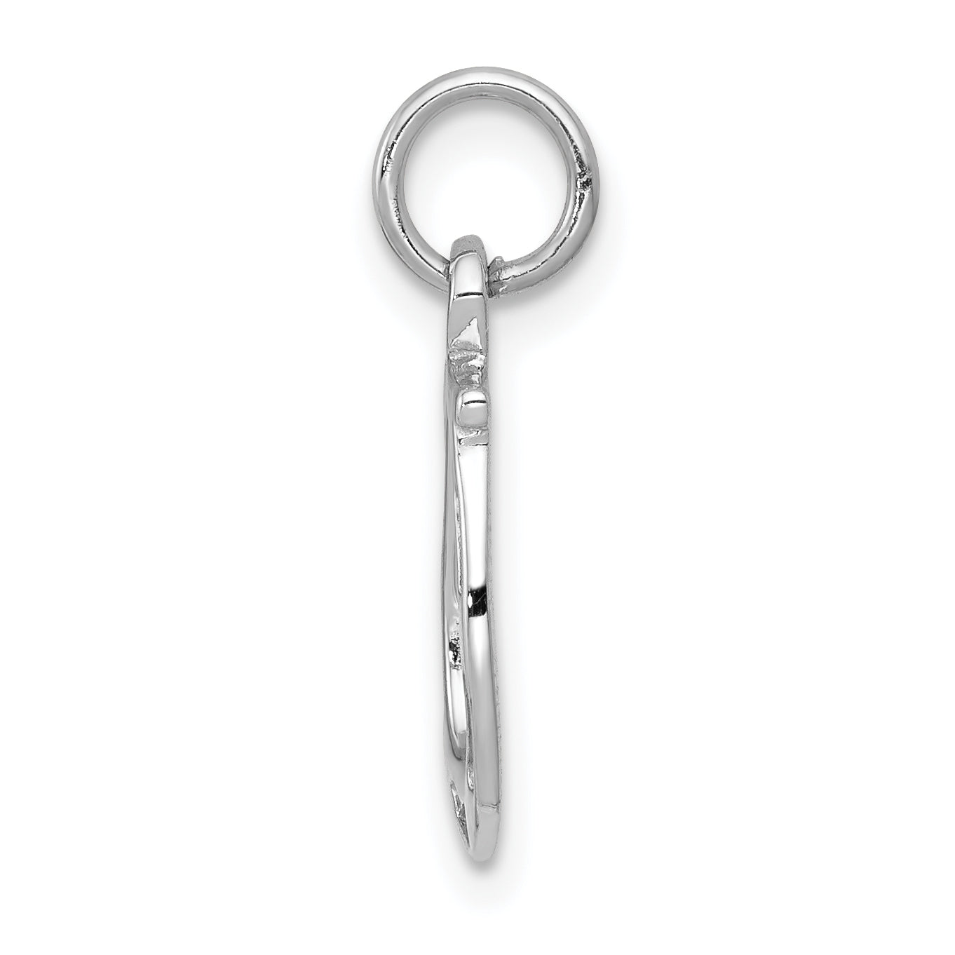 14K White Gold Horseshoe Charm with Polished Rhodium Finish Men's Lux Style