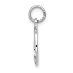 14K White Gold Horseshoe Charm with Polished Rhodium Finish Men's Lux Style