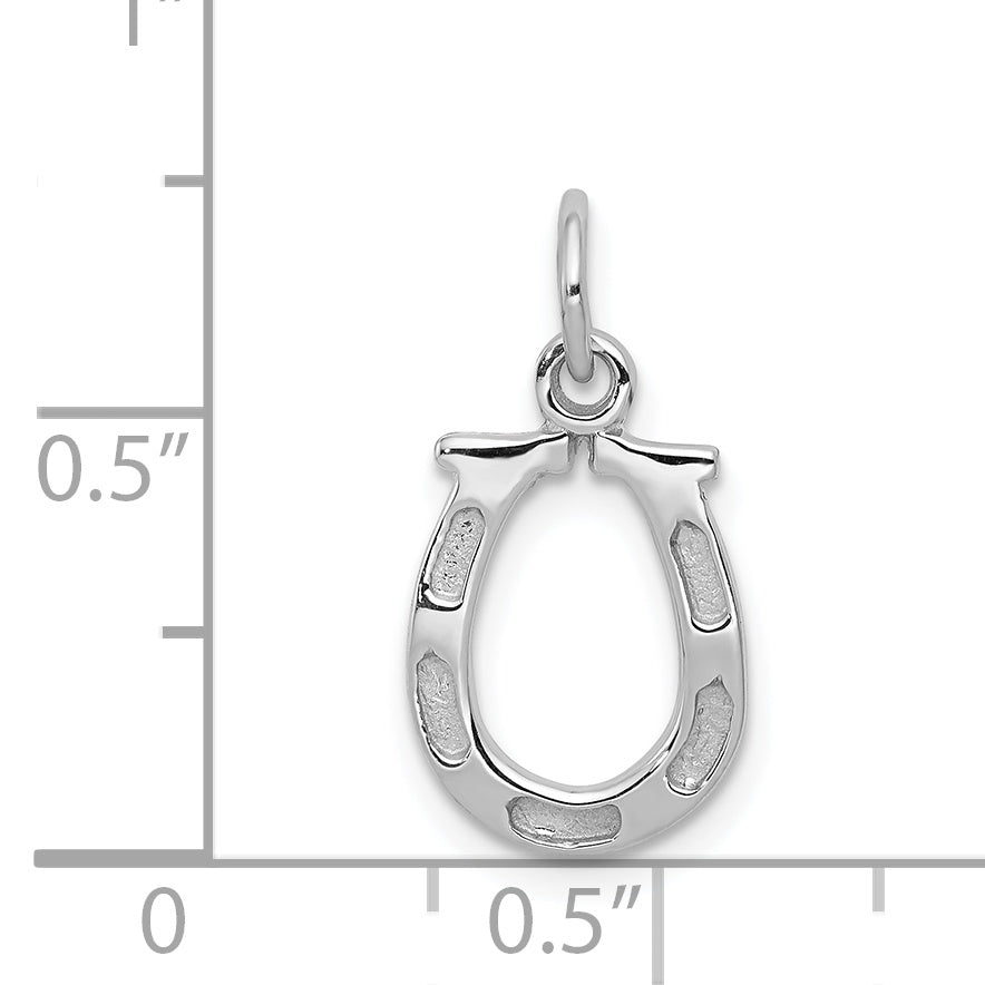 14K White Gold Horseshoe Charm with Polished Rhodium Finish Men's Lux Style