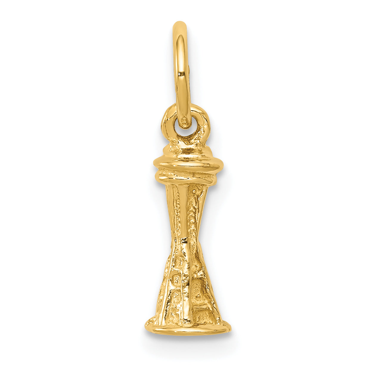 14K Gold Space Needle Charm with Polished Finish Elegant and Unique