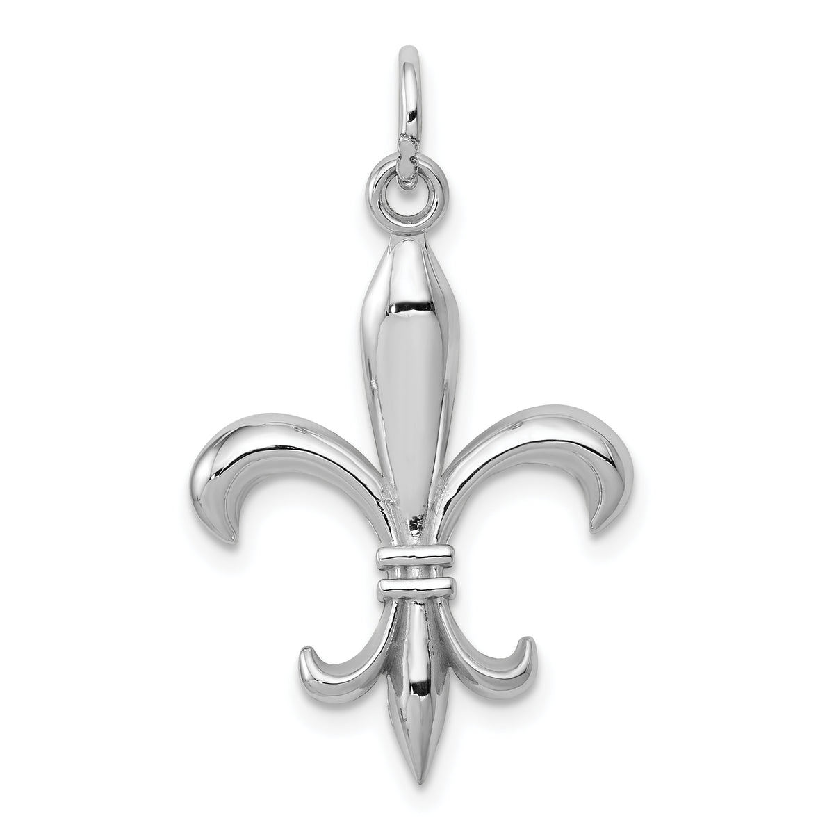 14K White Gold Fleur De Lis Charm with Rhodium Plating  Elegant and Timeless Design