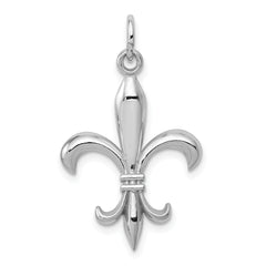 14K White Gold Fleur De Lis Charm with Rhodium Plating  Elegant and Timeless Design
