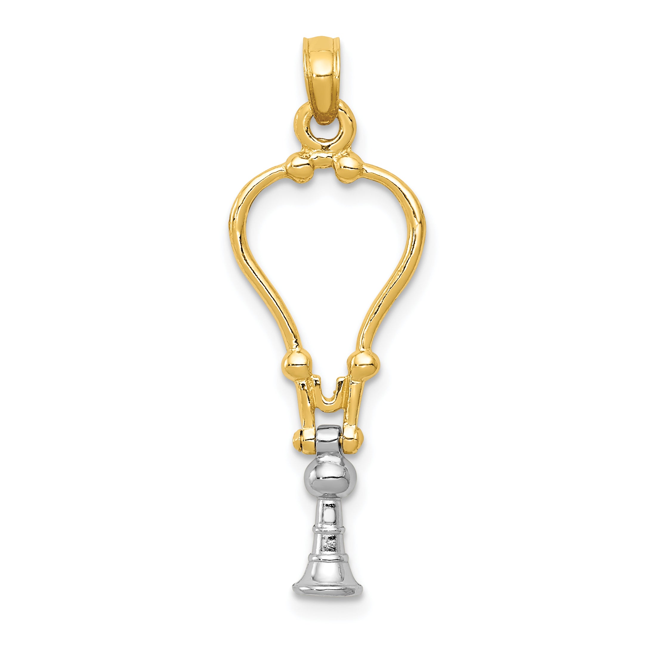 14K Two-Tone Gold Stethoscope Pendant with 3D Design for Medical Professionals Main image