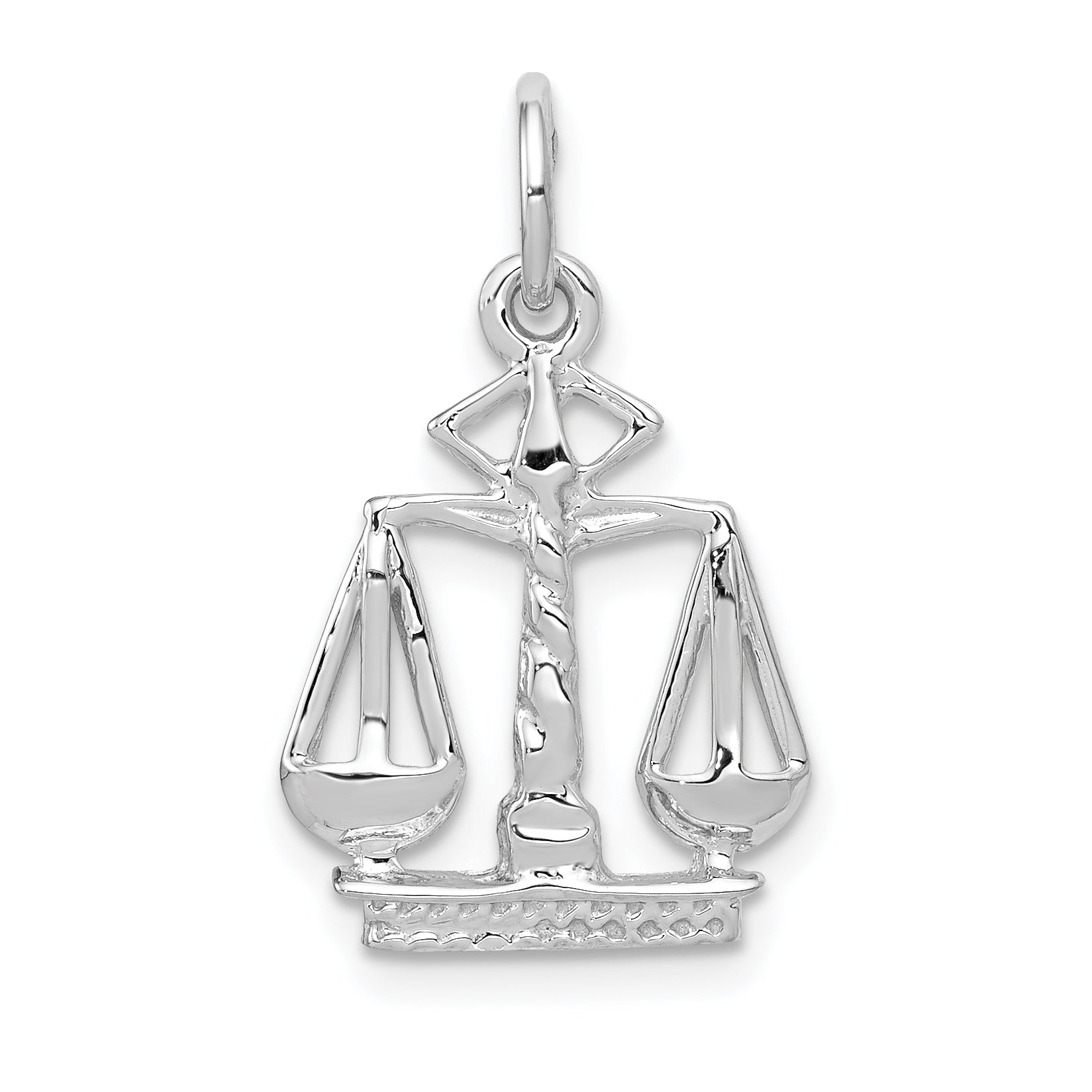 14K White Gold Scales of Justice Charm with Rhodium Plating, 21mm Main image