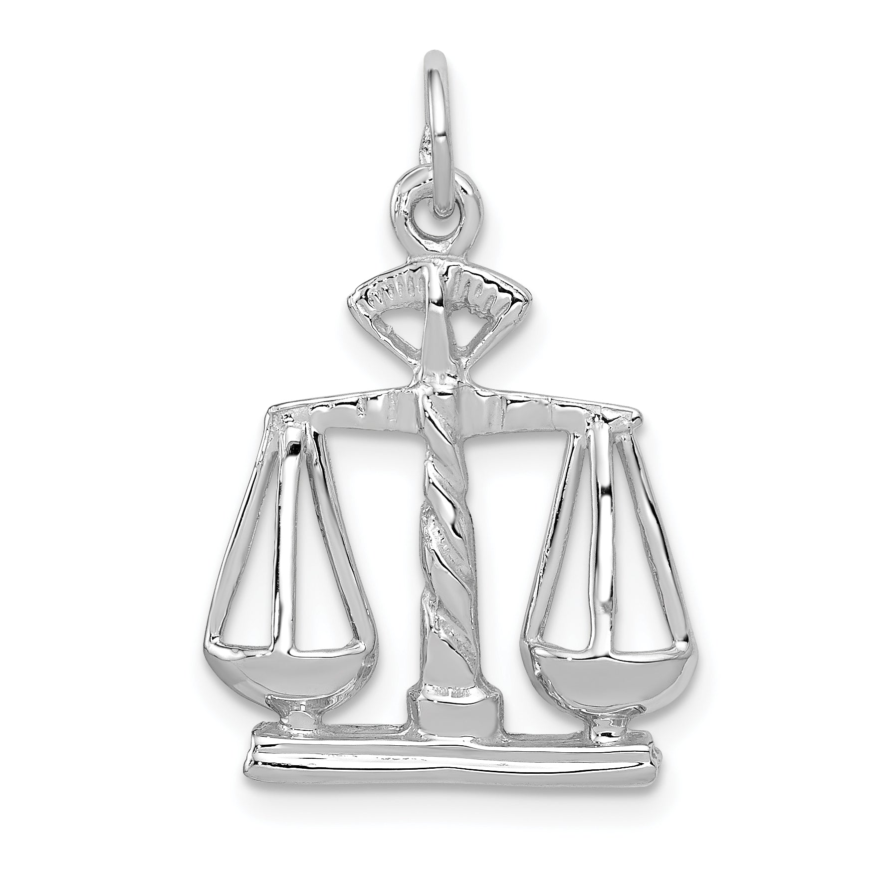 14K White Gold Scales of Justice Charm with Rhodium Polished Finish Main image