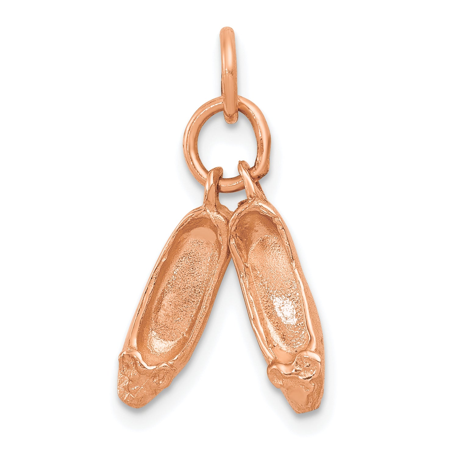 14K Rose Gold Ballet Slippers Charm with Polished Moveable Design Main image