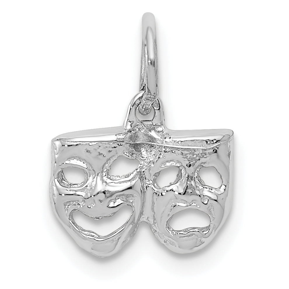 14K White Gold Comedy/Tragedy Charm with Rhodium Plating  Elegant & Distinct Main image