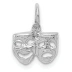 Comedy/Tragedy Charm in 14K White Gold, 7mm Textured - Sophia Jewelers