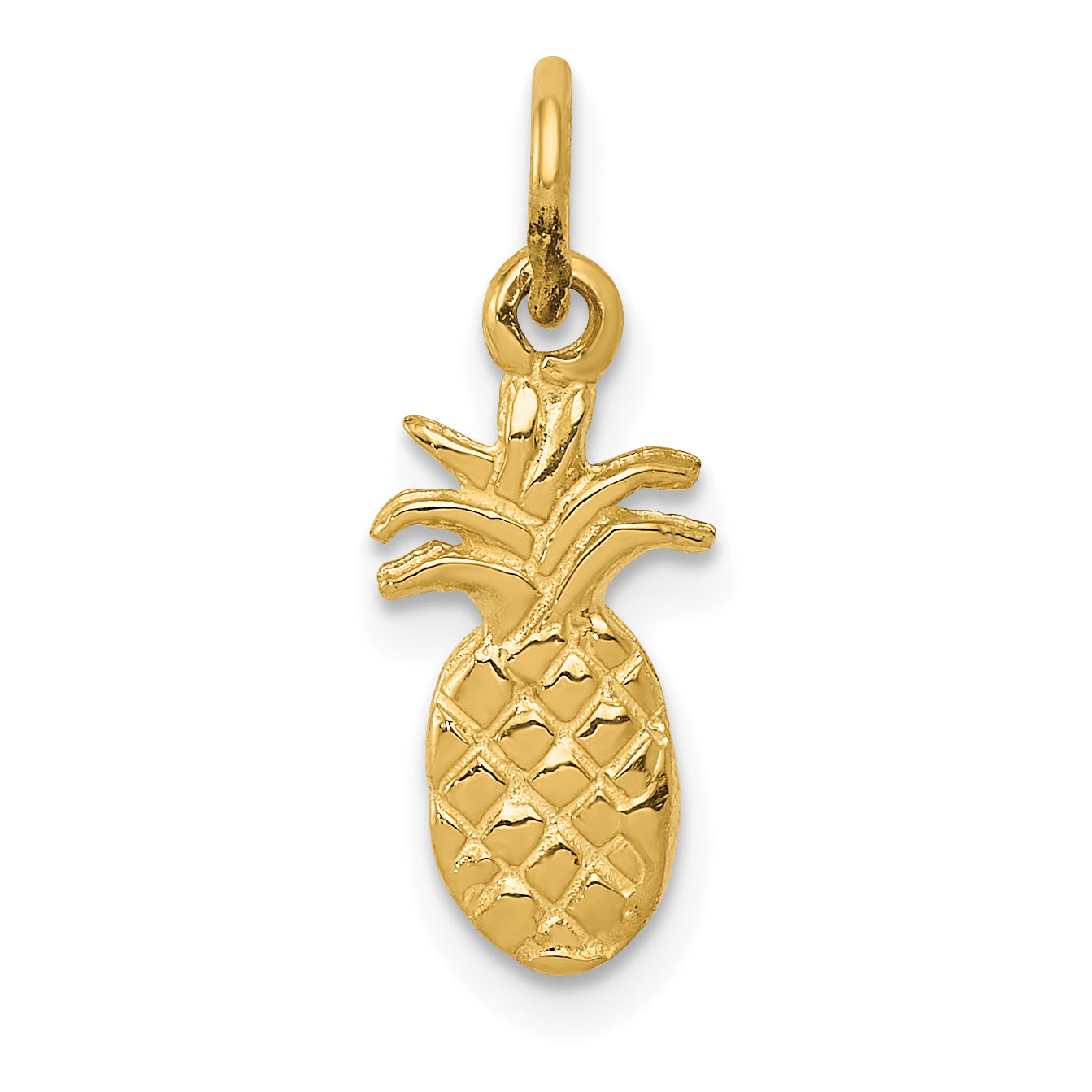 14K Gold Polished Pineapple Charm Elegant Tropical Pendant by Sophia Jewelers Main image
