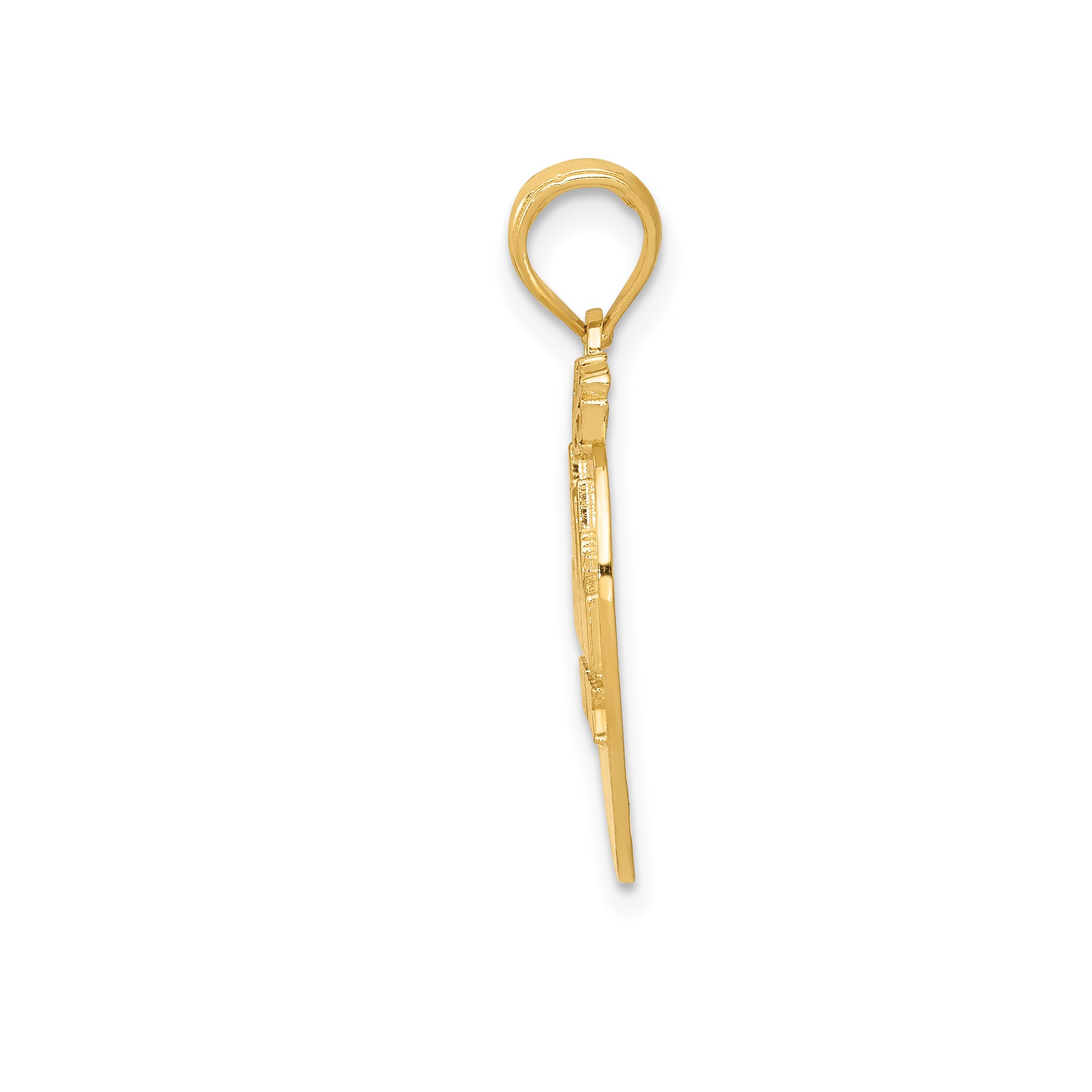 14K Gold New York Skyline Apple Pendant with Polished Finish