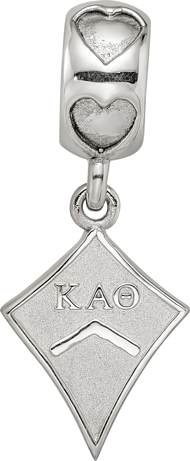 Sterling Silver Rhodium-plated LogoArt Kappa Alpha Theta Kite Heart Bead