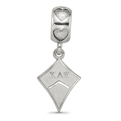 Sterling Silver Rhodium-plated LogoArt Kappa Alpha Theta Kite Heart Bead