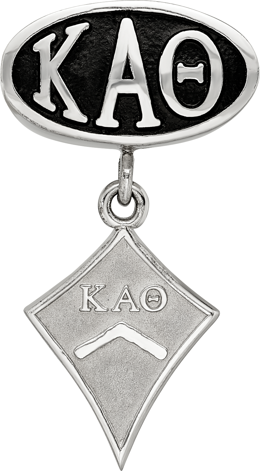 Sterling Silver LogoArt Kappa Alpha Theta Sorority Greek Letters Enameled Oval with Kite Dangle Bead