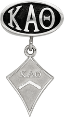 Sterling Silver LogoArt Kappa Alpha Theta Sorority Greek Letters Enameled Oval with Kite Dangle Bead