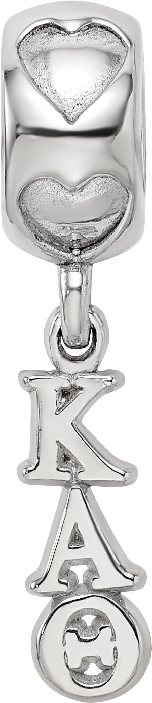 Sterling Silver RH-Plate LogoArt Kappa Alpha Theta Vertical Letters Heart B