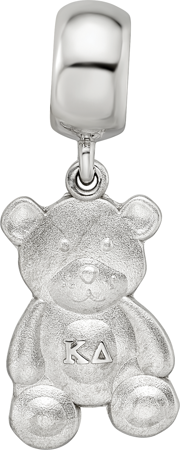 Sterling Silver Rhodium-plated LogoArt Kappa Delta Teddy Bear on Bead