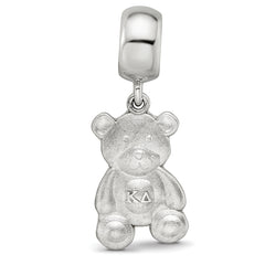 Sterling Silver Rhodium-plated LogoArt Kappa Delta Teddy Bear on Bead