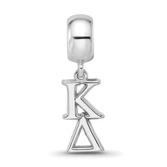 Sterling Silver Rhodium-plated LogoArt Kappa Delta Vertical Letters on Bead