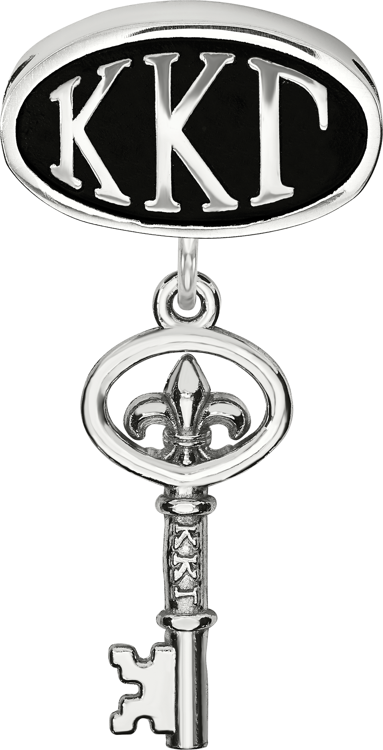 Sterling Silver LogoArt Kappa Kappa Gamma Sorority Greek Letters Enameled Oval with Key Dangle Bead