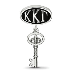 Sterling Silver LogoArt Kappa Kappa Gamma Sorority Greek Letters Enameled Oval with Key Dangle Bead