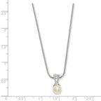 18in Rhodium-plated Kelly Waters White Simulated Pearl CZ Necklace