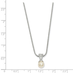 18in Rhodium-plated Kelly Waters White Simulated Pearl CZ Necklace